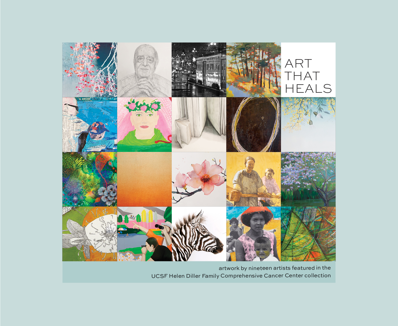 Book cover with a mosiac of artwork as an image